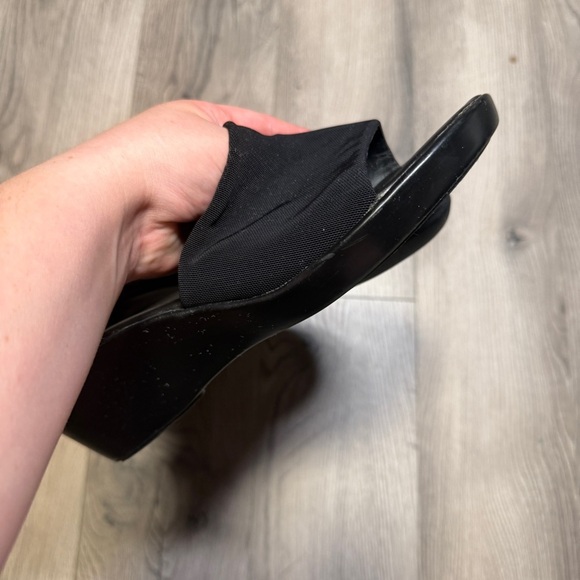 Aerosoles Black Thick Band Heeled Wedge Y2K Vintage Size 9 - Picture 4 of 5